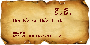 Bordács Bálint névjegykártya