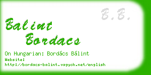 balint bordacs business card